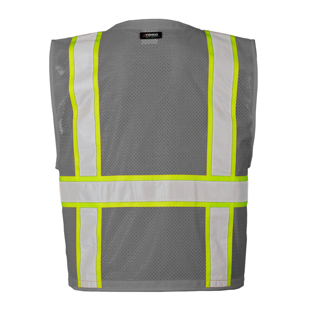 Enhanced Visibility Non-ansi Compliant Ev Series Multi Pocket Gray/lime Vest-eSafety Supplies, Inc