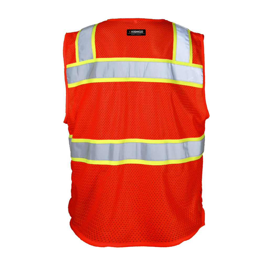 Enhanced Visibility Ev Series 3 Pocket Red/ Lime Mesh Vest-eSafety Supplies, Inc