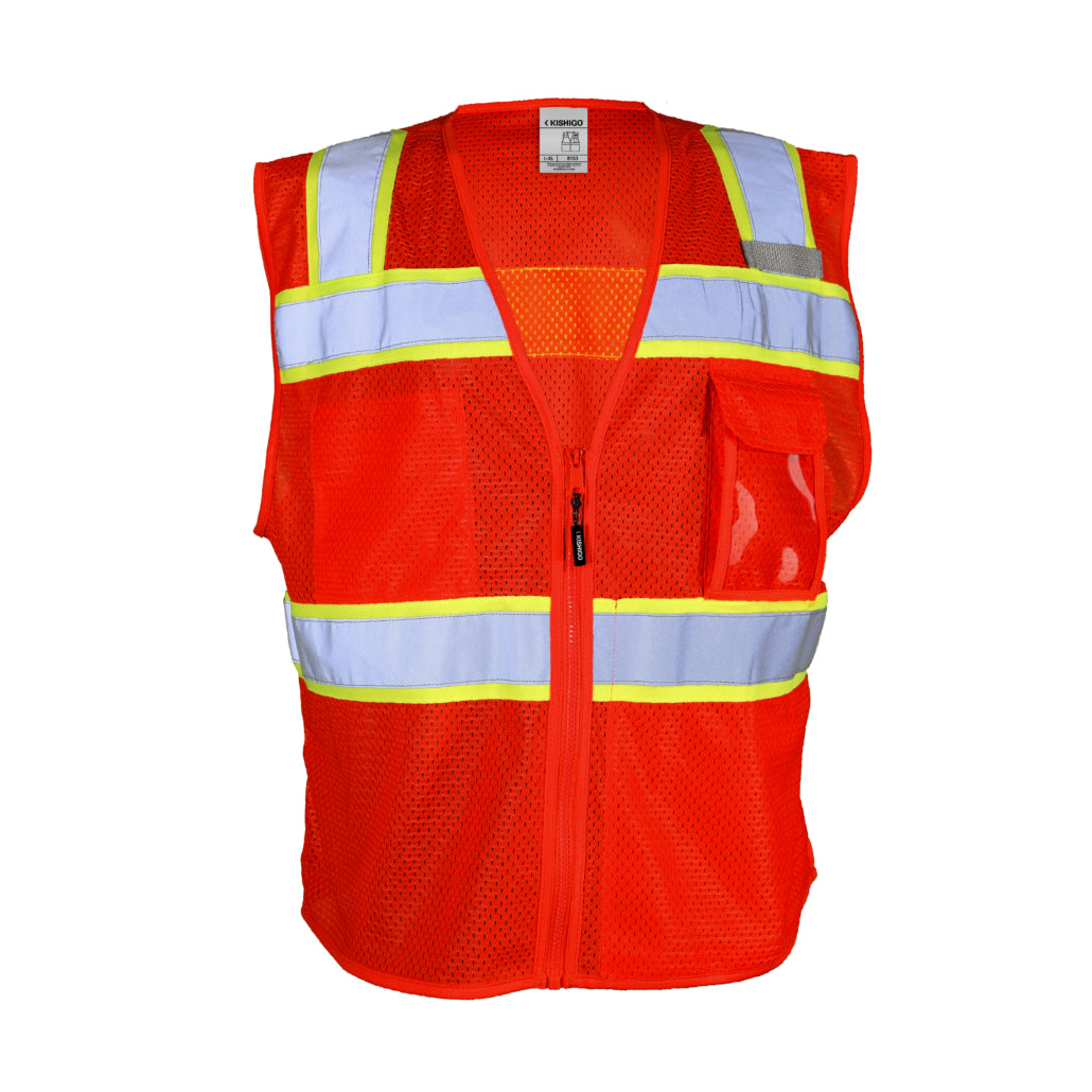 Enhanced Visibility Ev Series 3 Pocket Red/ Lime Mesh Vest-eSafety Supplies, Inc