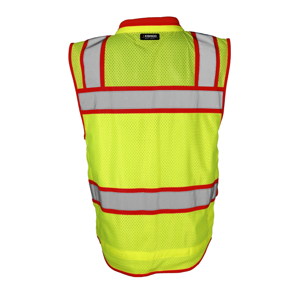 Kishigo Contrast High Performance Surveyors Lime/ Red Vest-eSafety Supplies, Inc