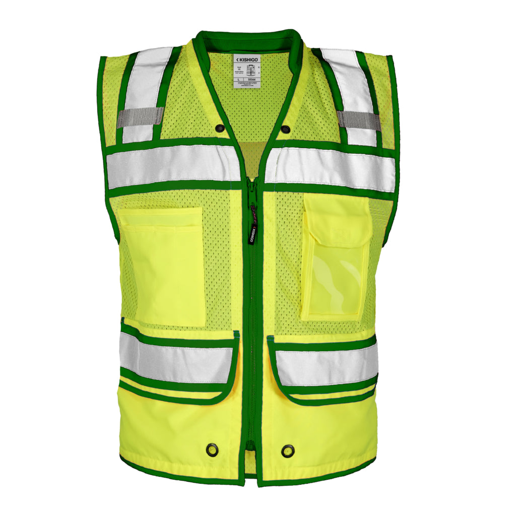Kishigo Contrast High Performance Surveyors Lime/ Green Vest-eSafety Supplies, Inc