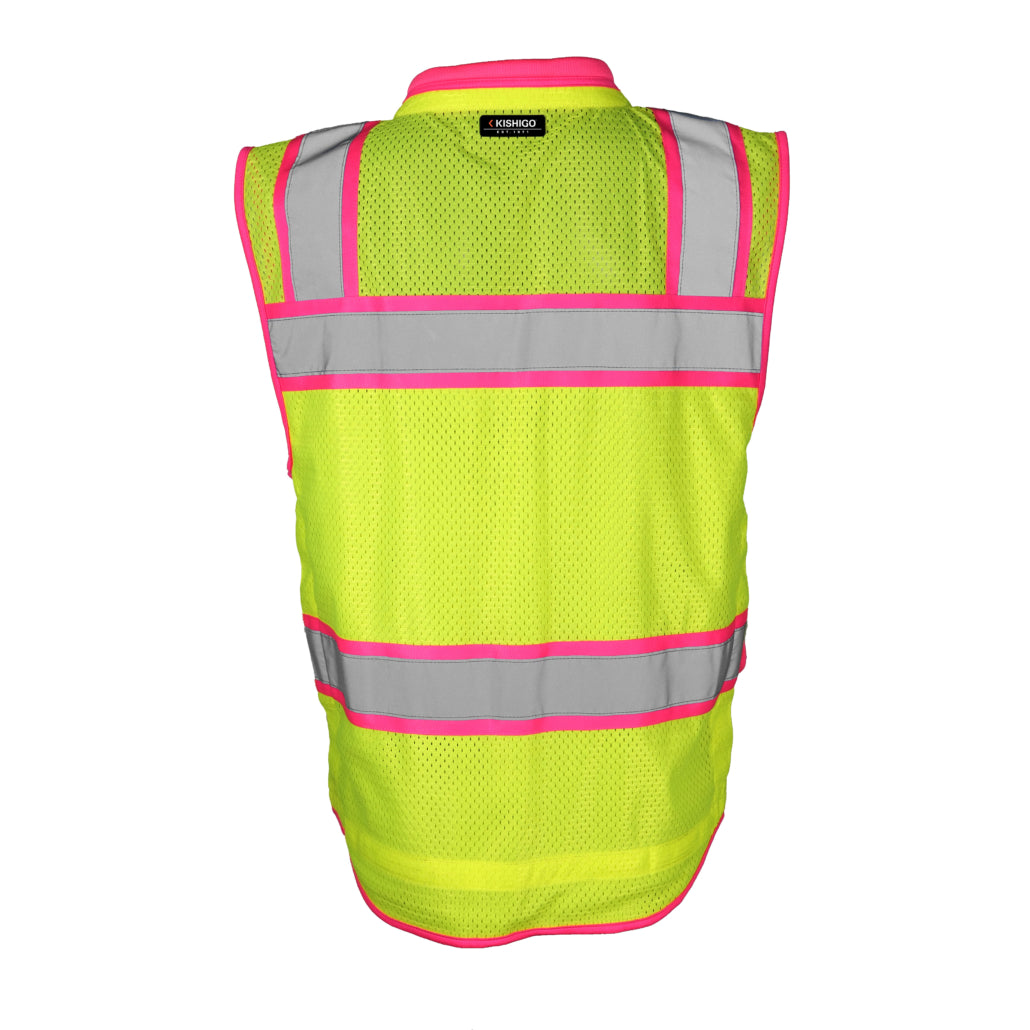 Kishigo Contrast High Performance Surveyors Lime/ Pink Vest-eSafety Supplies, Inc