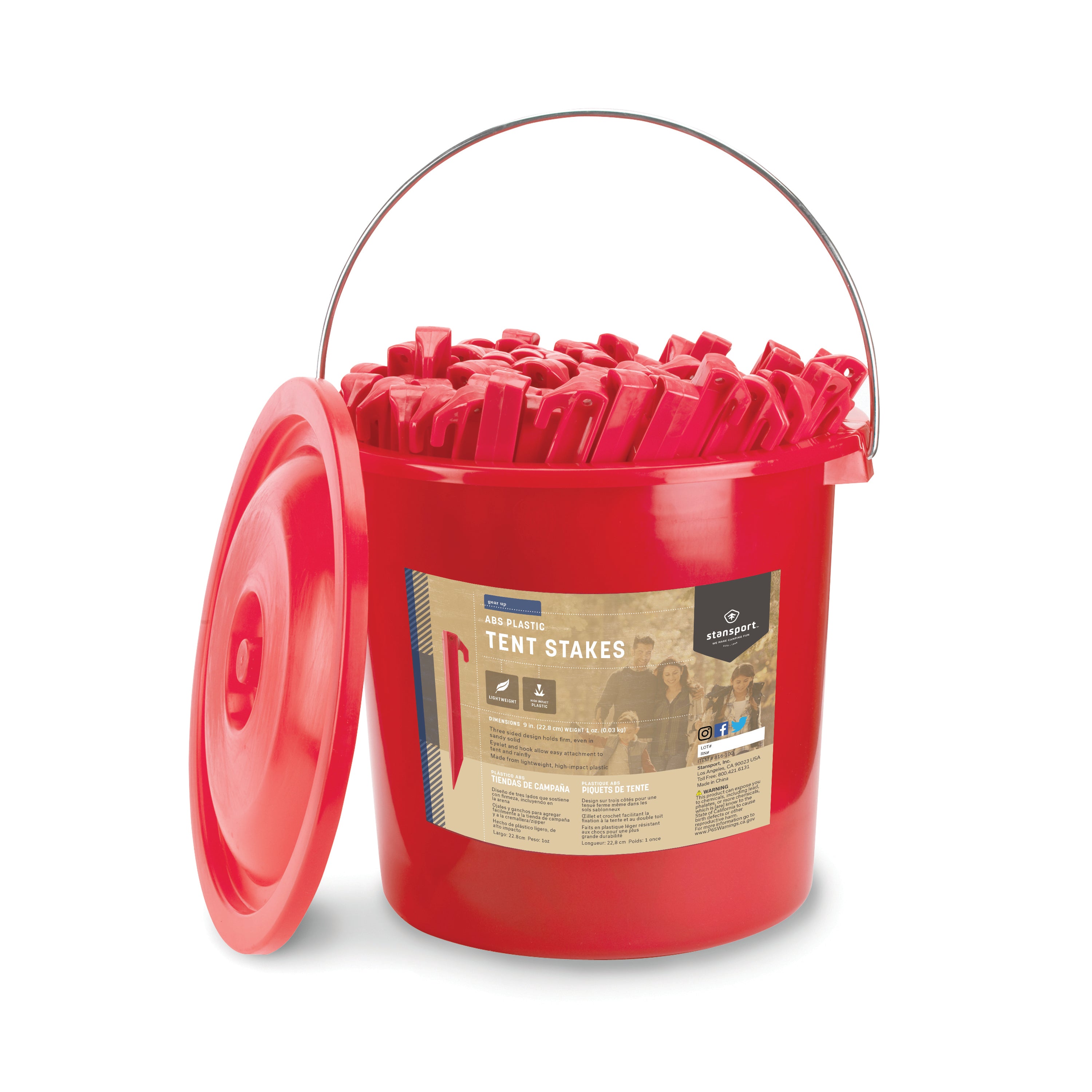Plastic Tent Stakes - 9 In - 100 Piece Per Bucket-eSafety Supplies, Inc
