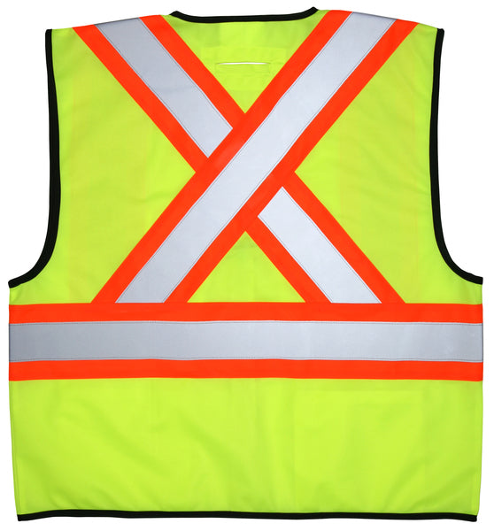 MCR Safety CSA Poly, Lime Vest 4 1/2 Orange/Sil L-eSafety Supplies, Inc