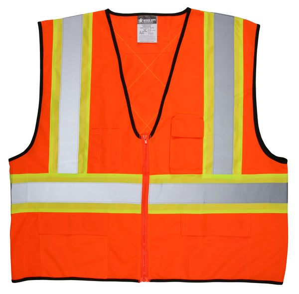 MCR Safety CSA Poly, Oran Vest 4 1/2 Lime/Sil X3-eSafety Supplies, Inc