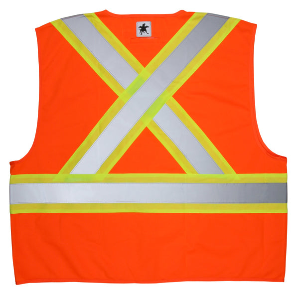 MCR Safety CSA Hivis Orang Vest, 4.5 Lime/Sil X2-eSafety Supplies, Inc