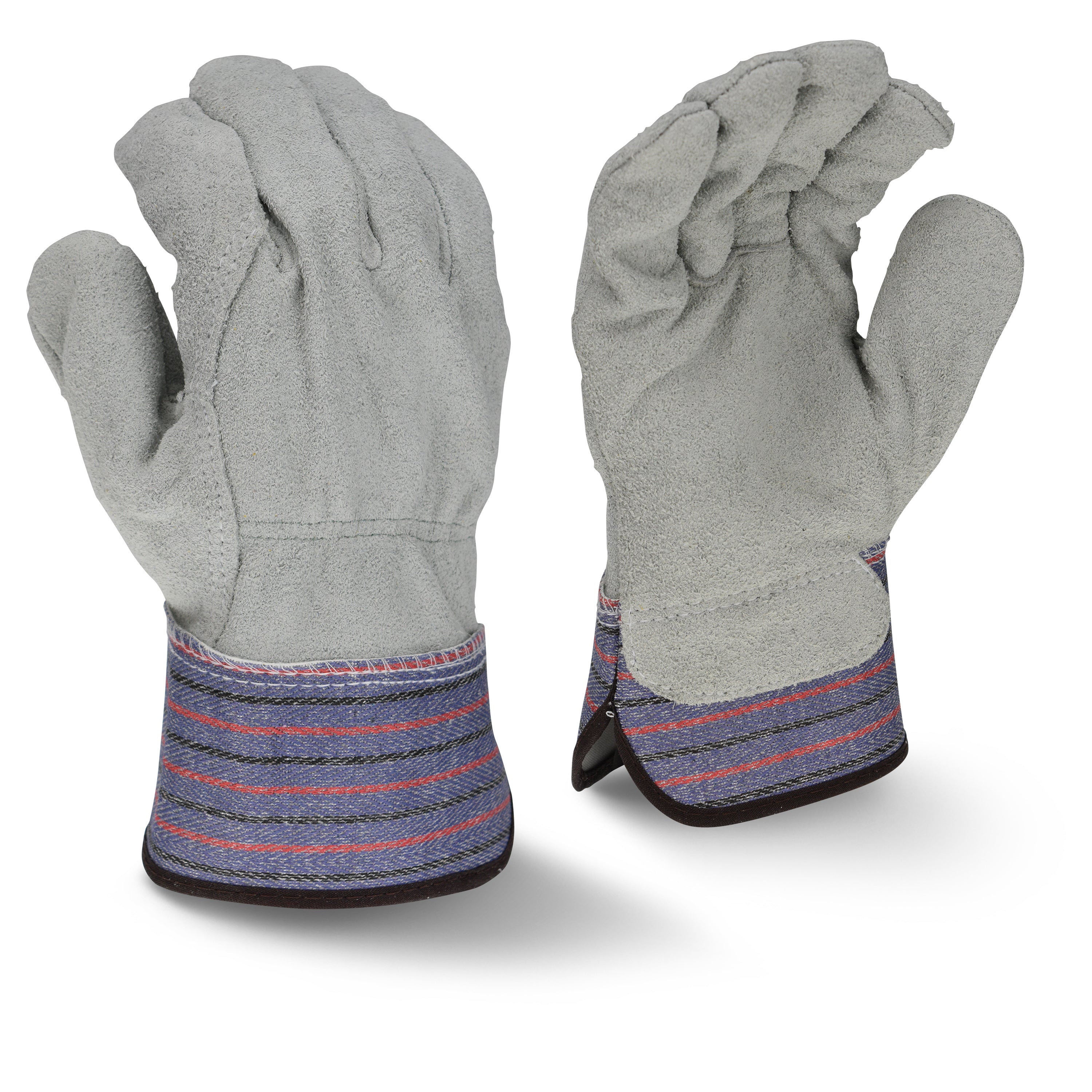 Radians RWG3206 Full Regular Shoulder Gray Split Cowhide Leather Palm Glove - Size L-eSafety Supplies, Inc