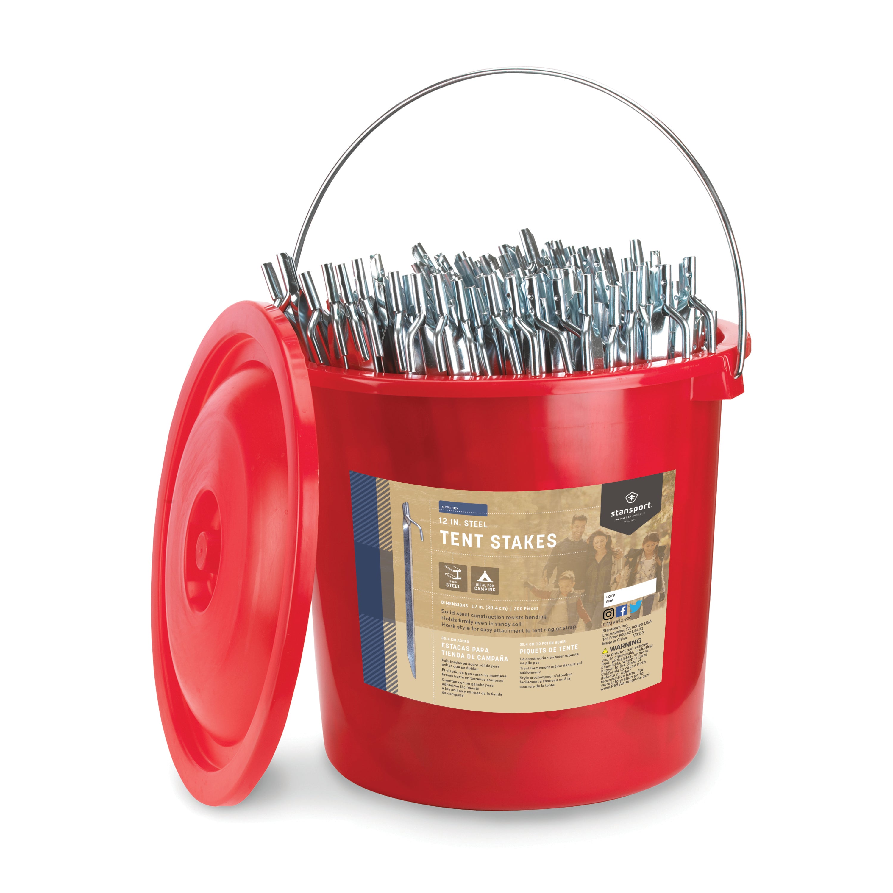 Tent Stakes - 12 In - 200 Piece Bucket - Steel-eSafety Supplies, Inc