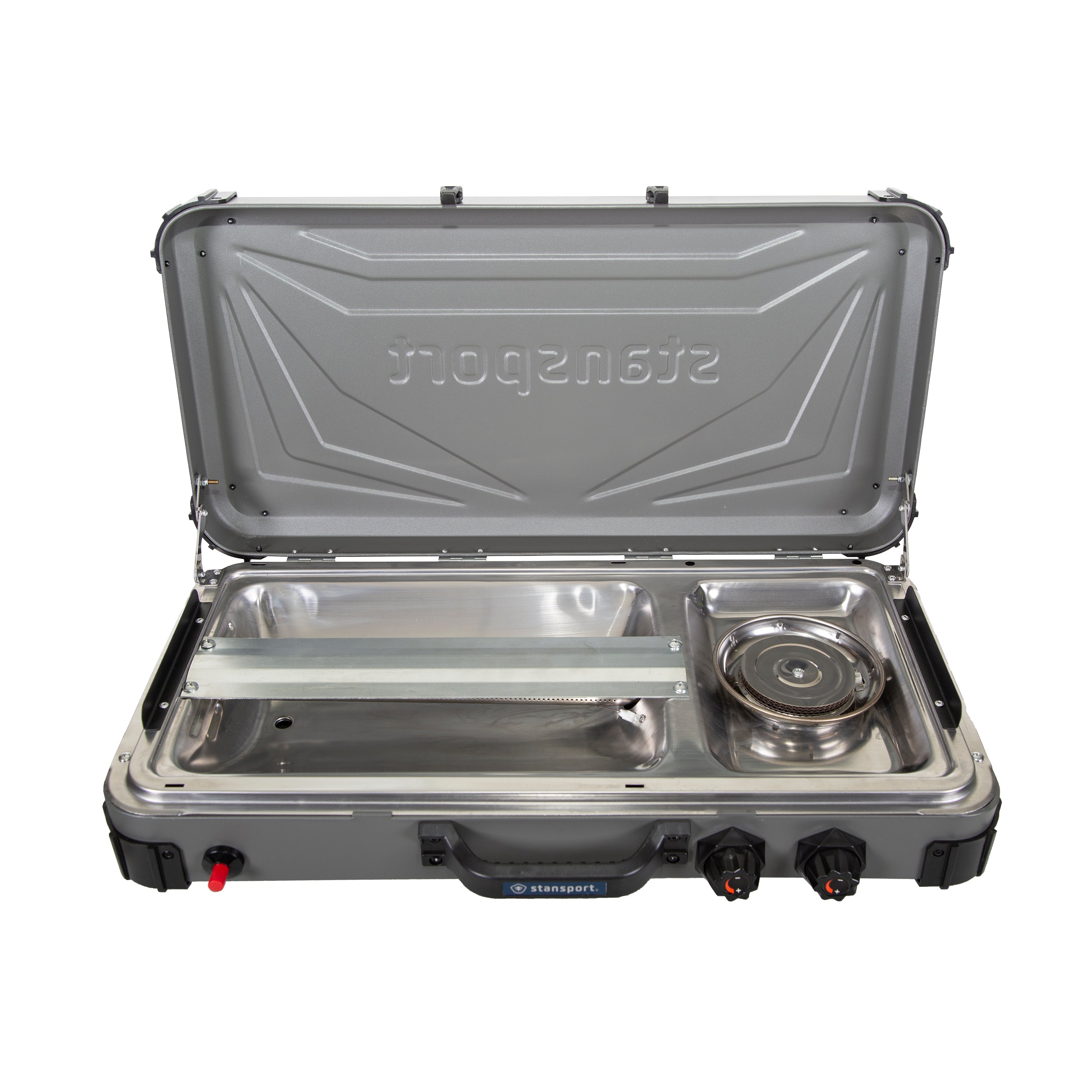 Propane Stove And Grill Combo-Piezo - Gray W/Black Trim-eSafety Supplies, Inc